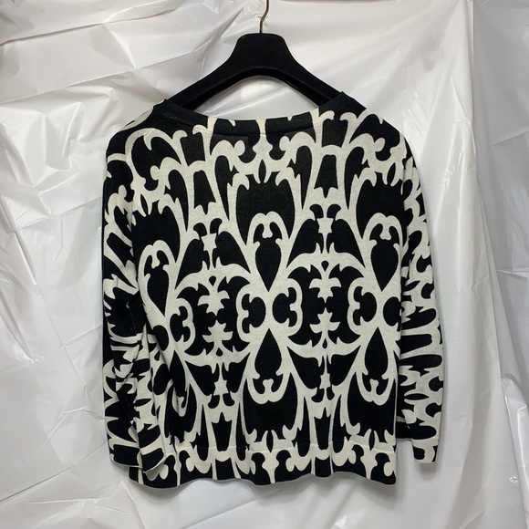 WOMEN’S I.N. Studio Black & Off white pattern Snap Down Cardigan Size L - Picture 2 of 8
